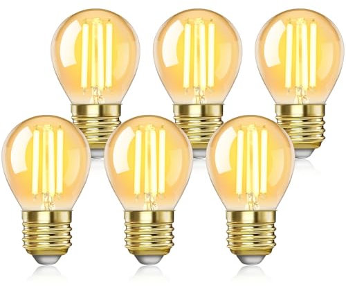 EXTRASTAR Edison Vintage Glühbirne E27, G45 LED Filament Glühlampen, 6W Ersetzt 44W, 540LM, 2200K Warmweiß, Bernstein Glühen, Nicht Dimmbar, 6 Stück