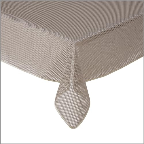 Tischdecke Gartentischdecke Karo Beige 110x140 cm Outdoor Weichschaum PVC rechteckig Terrasse Garten rutschfest wetterfest