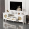 Azkoeesy Rattan Sideboard, TV-Schrank 160 cm, Fernsehtisch Kommode mit 2 Rattantüren und Schubladen, Fernsehschrank, TV-Lowboard, Weiß
