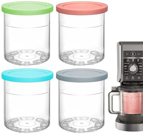 Creamy Pint Containers, Ice Cream Containers - 4 Replacement Pint Cups for Freezing Meals - Creamy Cups for Ice Cream, Yogurt, Sorbet for Home