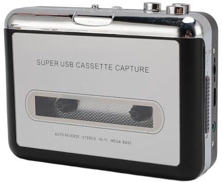 Cuifati Cassette to MP3 Converter, USB Portable Tape Recorder Player with Headphones, Convert Old Tapes to Digital MP3, Stereo Sound Output, USB 2.0 Interface, for PC