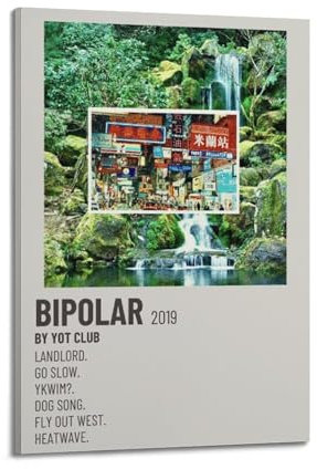 Yot Club Bipolares Musikalbum-Poster, Leinwand-Kunstdruck, Pop-Musikalbum, Kunstalbum, Wohnzimmer, Zuhause, dekorative Kunst, 40 x 60 cm, Rahmenstil