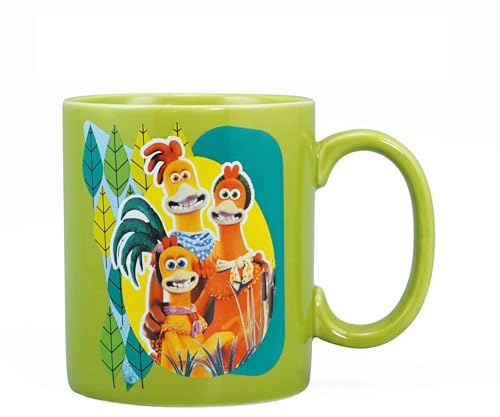 Half Moon Bay | Chicken Run: Dawn of the Nugget | Free Range Family Green Ceramic Coffee Mug | Large 400ml Tea Cup | Official Aardman Merchandise | Novelty Collectible Gift