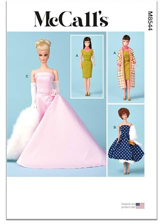 MCCALLS Sewing Patten M8544OS 11 1/2 Fashion Doll Clothes OS (ONE Size)