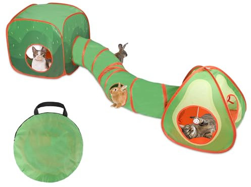 RANYPET 3 in 1 Katzentunnel, Interaktive Katzenspielzeug Faltbarer Pop-Up Katzentunnel mit Aufbewahrungspaket für Innen und Outdoor, Katzen Tunnel Katzenzelt für Katzen Welpen Kaninchen Kleintiere