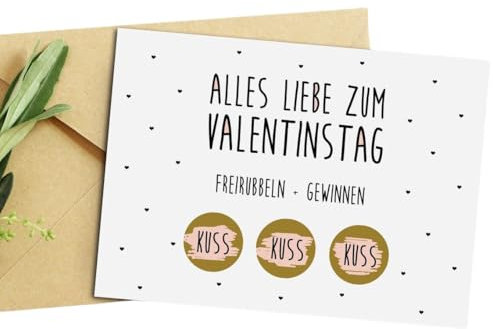 CL&MH DIY Karte zum Rubbeln -Postkarte Valentinstag FREIRUBBELN + GEWINNEN inkl. Briefumschlag Rubbelkarte Valentinstag,Valentinstag, Jahrestag Geschenk für Sie & Ihn