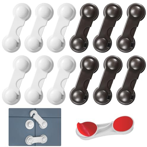 Hurifeng 12pc Kindersicherung Schranksicherung; Steckdosen Kindersicherung; Kantenschutz für Baby Kein Bohren; Langlebig Ideal für Schrank; Schubladen; Fenster Schrankschloss;