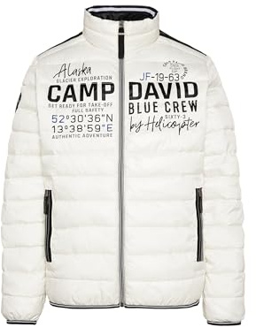 Camp David Herren Leichte Steppjacke mit Logo Prints und Tapes
