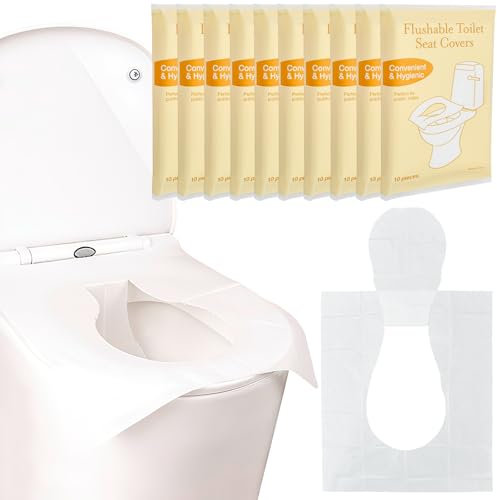 UHETLET 100 Stück Toilettenauflage Einweg Toilet Seat Cover Travel Toilettensitz Kinder Unterwegs Toilettensitzbezüge Einweg WC Papiersitze Papierauflage Spülbarer Sitzauflage für Reise Camping