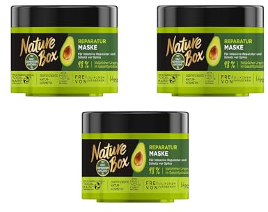 3x Nature Box Reparatur-Maske mit Kaltgepresstem Avocado-Öl intensive Reparatur,200ml (3er Pack)