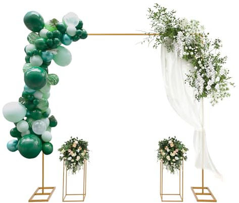 Hochzeitsbogen Set Metall Hochzeitsständer mit 2 Blumenständer Blumen Hintergrundständer Rosenbogen Ballonständer für Party Hochzeits Dekorationen