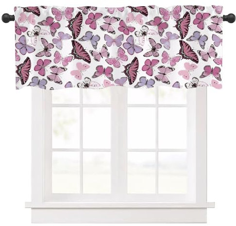 Ausing Tenda moderna Breve Floreale Semi-Trasparente per Cucina Sala da Pranzo Bagno Piccole Finestre