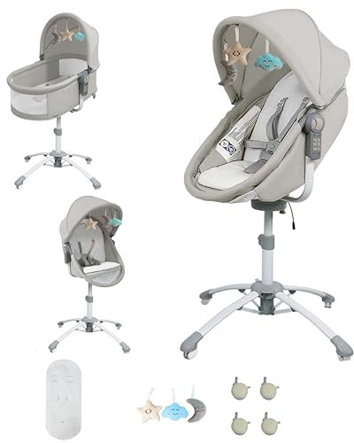 Nine point nine 3 in 1 Beistellbett Baby, Multifunktional Stubenwagen Baby, Höhenverstellbar Babybett, Klappbares Babys Reisebett (F002 Grey)