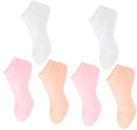 KOCKSHION 1 Paar Silikon Fußpflege Socken für Damen Wiederverwendbare Feuchtigkeitsmaske für Trockene und Rissige Füße Universalgröße für Fußbäder Fersenproblemen Rosa Weiß