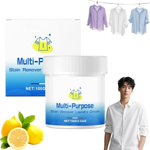 Multi-Purpose Stain Remover Laundry Cream,Fast Acting Spot Cleaner & Fabric Stain Treater,Safe Washing Detergent for Stubborn Stains,Powerful Clothing & Garment Stain Remover for All Fabrics & Colors