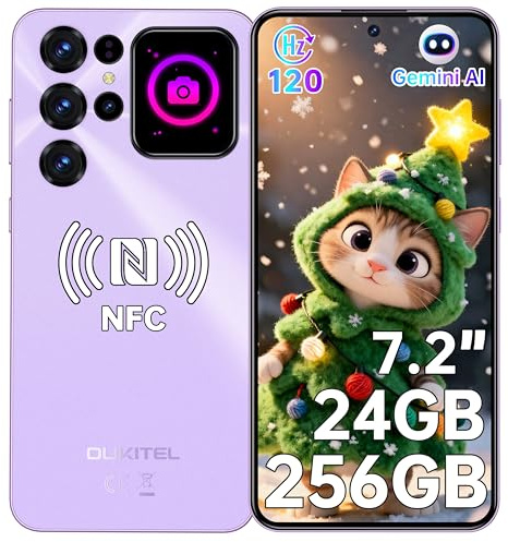 OUKITEL C68 PLUS Smartphone Android - 7.2HD+ Schermo Grande 120Hz & 1.81 Schermo Posteriore, 24GB RAM+256GB ROM/1TB Telefono Cellulare, 64MP+8MP,6000mAh Cellulari,Dual SIM 4G/Face ID/Fingerprint/NFC