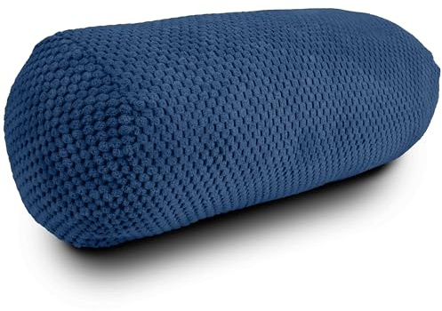 Amilian Nackenrolle 15x40 cm - Kissenrolle mit abnehmbarem Bezug - weiche, formstabile Nackenstütze - ideal als Lagerungskissen, Schlafkissen, Sofakissen oder Reisekissen - Mitternachtsblau