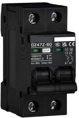 Disjoncteur miniature (MCB) 1000 V CC, protection contre les surcharges, interrupteur sectionneur, 100 A, 120 A, 20 A, 25 A, 30 A, 40 A, 50 A, 60 A, protecteur de batterie(20A)