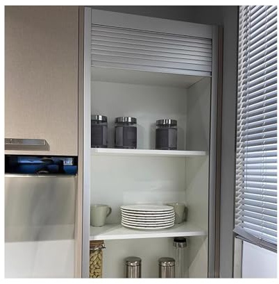 Generico Porta Scorrevole per armadietto da Cucina, Personalizzabile, con Binario, Larghezza 45, 55, 65, 75, 85 cm, in Alluminio (40,6 x 55,9 cm)