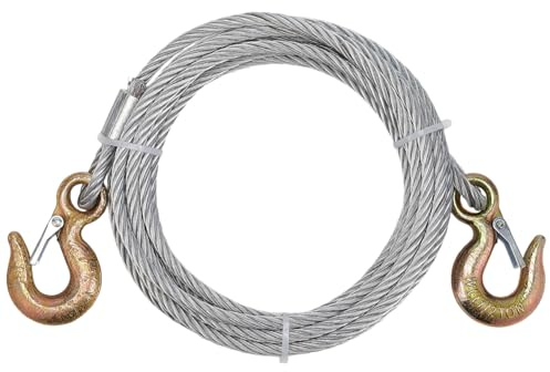 BENECREAT Fune In Acciaio Da 6 m X 8mm con Gancio di Traino A Entrambe Le Estremità, Cavo per Verricello Rinforzato per Carro Attrezzi, Veicolo Fuoristrada, Gru, SUV