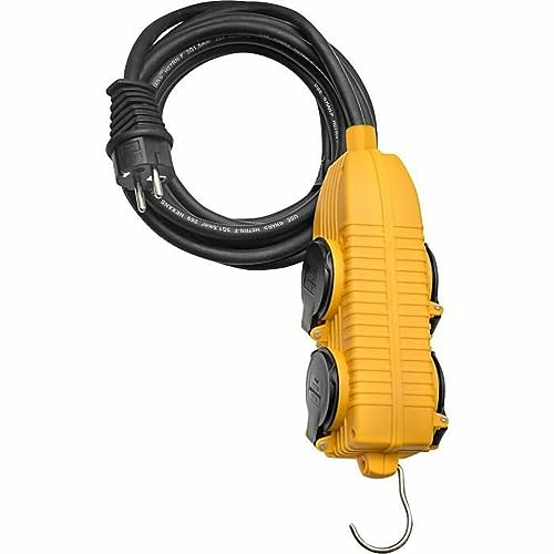 Brennenstuhl Rallonge 10m de câble avec Bloc 4 Prises à clapet (IP44), Fabrication Française 1151721 Jaune