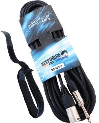 keepdrum MC-004XJ 10m Audiokabel XLR-Male - Klinke 6,3mm + Klett-Kabelbinder (60cm)