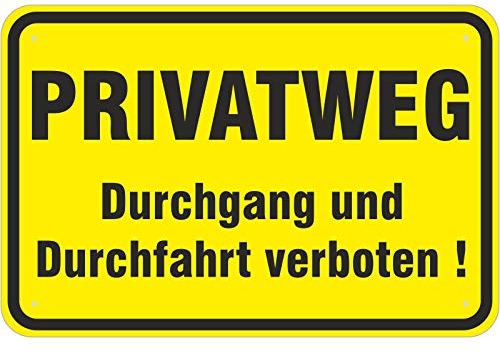 Schild Privatweg Durchgang und Durchfahrt verboten 300 x 450 mm aus Aluminium-Verbundmaterial 3mm stark