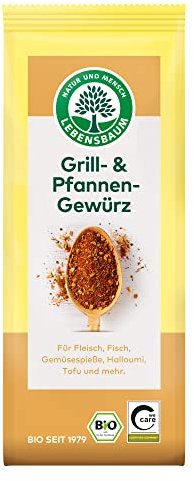 Lebensbaum Grill- Und Pfannengewürz, Bio-Gewürz für Fleisch, Fisch, Gemüsespiesse, Halloumi & Tofu mit würzig-scharfem Geschmack, 50 g