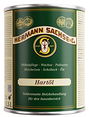 Hermann Sachse Holz braucht Dieses Hartöl | Arbeitsplattenöl Holzöl | Möbelöl für Tische Möbel | Leinöl Holzschutz im Innenbereich (2,5Liter)