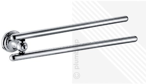 Stylish Double 2 Arm Swivel Towel Rail Bar Bathroom Bath Accessory Chrome