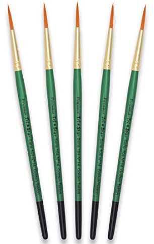 Tristar Série 104 Lot de 5 Pinceaux poils synthétiques ronds n°14 Taklon Or/Manche vert