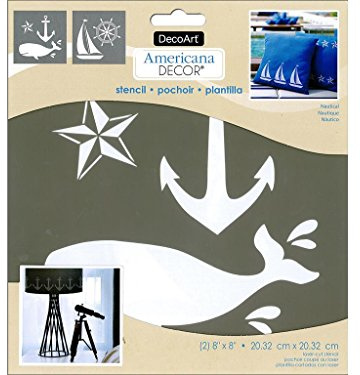 DecoArt Decor Stencil 8x8 Nautical Americana Dekoschablone, 20,3 x 20,3 cm, Nautisch