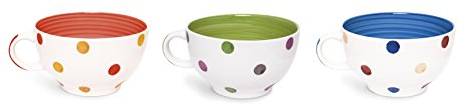 Excelsa Pois Tazza The' 300 ml, Ceramica, Rosso/Verde/Blu, 9.3x9.3x8 cm