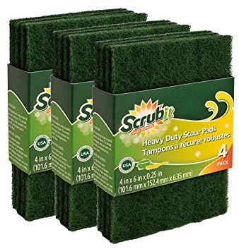 Scouring Pads - Heavy Duty Household Cleaning Scrubber with Non-Scratch Anti-Grease Technology - Reusable Scrubbing Pads - Green, 12 Pack