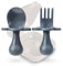 Grabease Toddler Utensils Ustensiles pour bébé Fourchettes pour bébé pour l'auto-alimentation, sans BPA et sans phtalates pour bébé et tout-petit, 1 ensemble, gris