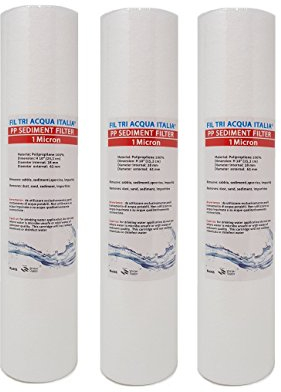 Cartuccia Filtro Acqua Polipropilene A SEDIMENTI 10 Pollici Micron 1 per OSMOSI INVERSA DEPURATORE Acqua Set 3 Pezzi