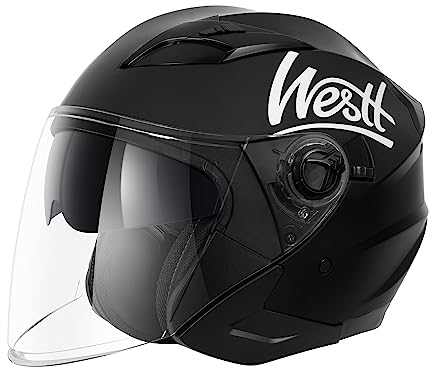 Westt Jet Casque Moto Homme Femme avec visière Double Casque Scooter Jet Moto Electrique Adulte, certifié ECE 22.06, Taille S-XL