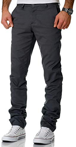 Amaci&Sons Herren Regular Slim Strech Chino Hose Fit 7009-10 Anthrazit W38/L32