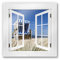 Glasbild 3D Fenster Strandkorb Wanddeko aus Glas moderne Ostsee Düne 50x50cm Glasposter