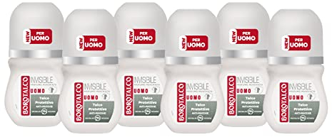 Borotalco, Invisible Roll-On Deodorant, Anti-Flecken, extra trocken, hinterlässt keine Spuren, ohne Alkohol, klassischer Duft von Invisible, Deodorant für Damen und Herren – Flasche mit 50 ml