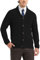 Kallspin Herren Wollschal-Kragen Strickjacke mit Knöpfen und Taschen(Schwarz, 2XL)