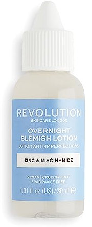 Revolution Skincare Overnight Blemish Lotion 30ml - Acne Spot Treatment, Calamine & Zinc Formula for Pimples and Breakouts