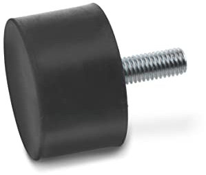 Ganter Normelemente | Tampone di arresto – GN 352-8-8-M3-S-55 | con vite | gomma naturale | 20 pezzi, nero