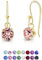 DTPsilver® Pendientes Colgantes Pequeños Plata de Ley 925 Chapados en Oro Amarillo con Cristal Swarovski® 6 mm - Pendientes Dorados Mujer - Pendientes Rosa Claro