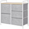 HOMCOM 5 Drawer Linen Basket Storage Unit Home Organisation w/Shelf Handles Metal Frame Adjustable Feet Hallway Home Dresser Grey