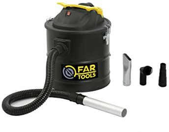 Fartools APG 15 Vide cendres à decolmatage 1000W, spécial poêles à granulés, cuve en métal 15L, 4 embouts inclus, tuyau 1m de.35mm, fonction souffleur, poignée de transport