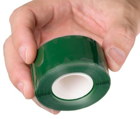 YoiYee Ruban auto-amalgamant - Caoutchouc de silicone auto-fusible étanche pour plomberie, arrêt de fuite, étanchéité de tuyau, réparation de tuyaux et isolation électrique - 3 m x 25 mm, vert