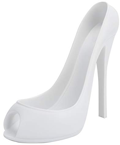 Alvinlite Wine Bottle Holder Innovative Wine Rack High‑Heeled Shoe Shape Wine Bottle Display Holder for Wine Storage Box and Bar Decoration(White)