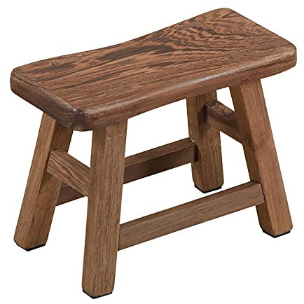 MVPACKEEY Sturdy Step Stool 10.6 Inch Rustic Solid Wooden Footstool for Kids & Adults Small Bench Plant Stand Fishing Stool, Perfect for High Beds, Kitchen, Bathroom, Closet, Sink