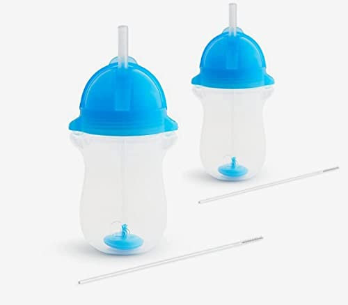 Munchkin Click Lock Tip and Sip Weighted Straw Cup, 2x 10oz/296ml, Blue, 2 pack